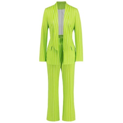 Jauns pavasara rudens sieviešu uzvalks modes ikdienišķs svītrains uzvalks jaka platas bikses komplekts virsdrēbes jaka jaka sieviešu žakete sievietēm