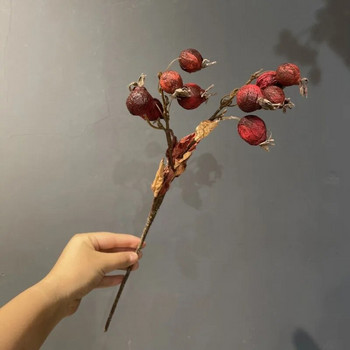 Φθινοπωρινό τεχνητό λουλούδι Holly Fruit Αποξηραμένο μικρό μήλο σε γλάστρα Διακόσμηση Αξεσουάρ Σπίτι γάμου Floral φυτά Τακτοποίηση στηρίγματα