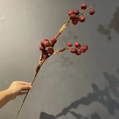 Rudens mākslīgie ziedi, kaltēti augļi, mazi āboli podiņos, dekorēšanas piederumi kāzu mājas Ziedu augi Kārtot rekvizītus