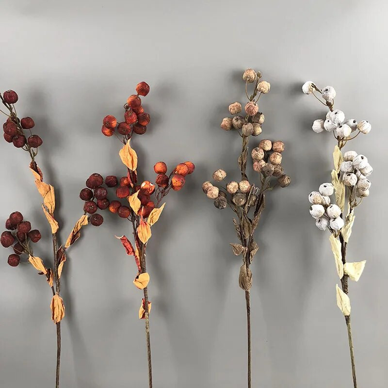 Rudens mākslīgie ziedi, kaltēti augļi, mazi āboli podiņos, dekorēšanas piederumi kāzu mājas Ziedu augi Kārtot rekvizītus