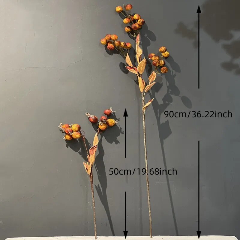 Rudens mākslīgie ziedi, kaltēti augļi, mazi āboli podiņos, dekorēšanas piederumi kāzu mājas Ziedu augi Kārtot rekvizītus
