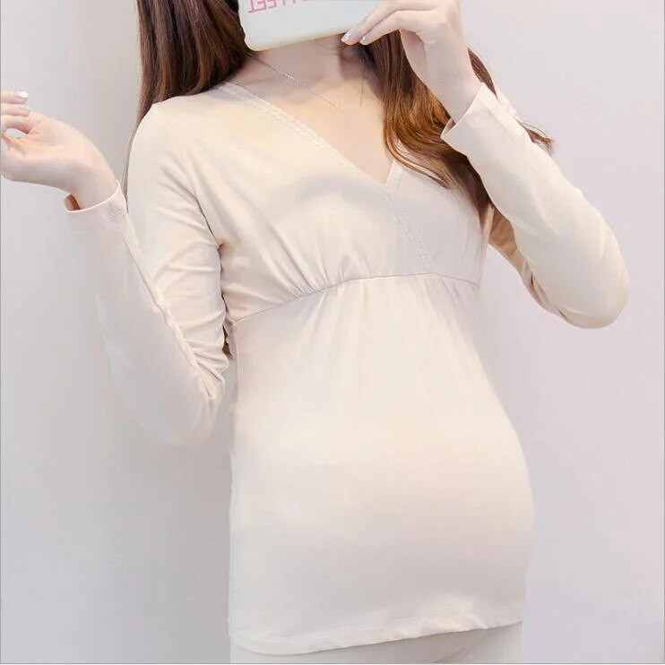 Proljeće Jesen Odjeća za trudnice Odjeća za trudnice i dojenje Pamuk Majice za dojilje velikih veličina V-izrez Majica za trudnice BC1669-1