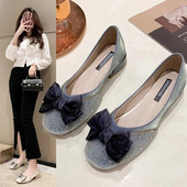 šarene male perle mokasine ženske svilene čipkane mašne ravne cipele s četvrtastim prstima meki donji dio natikače ženske balerinke veličina 43