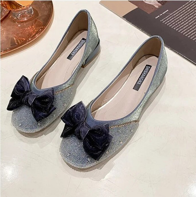 šarene male perle mokasine ženske svilene čipkane mašne ravne cipele s četvrtastim prstima meki donji dio natikače ženske balerinke veličina 43