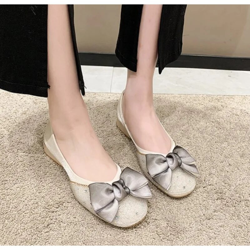 šarene male perle mokasine ženske svilene čipkane mašne ravne cipele s četvrtastim prstima meki donji dio natikače ženske balerinke veličina 43