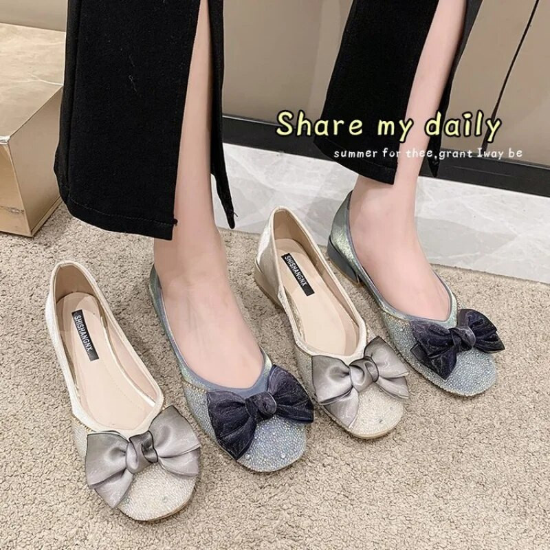 šarene male perle mokasine ženske svilene čipkane mašne ravne cipele s četvrtastim prstima meki donji dio natikače ženske balerinke veličina 43