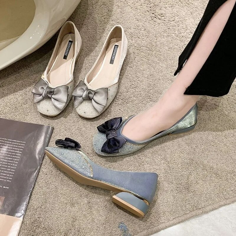 šarene male perle mokasine ženske svilene čipkane mašne ravne cipele s četvrtastim prstima meki donji dio natikače ženske balerinke veličina 43