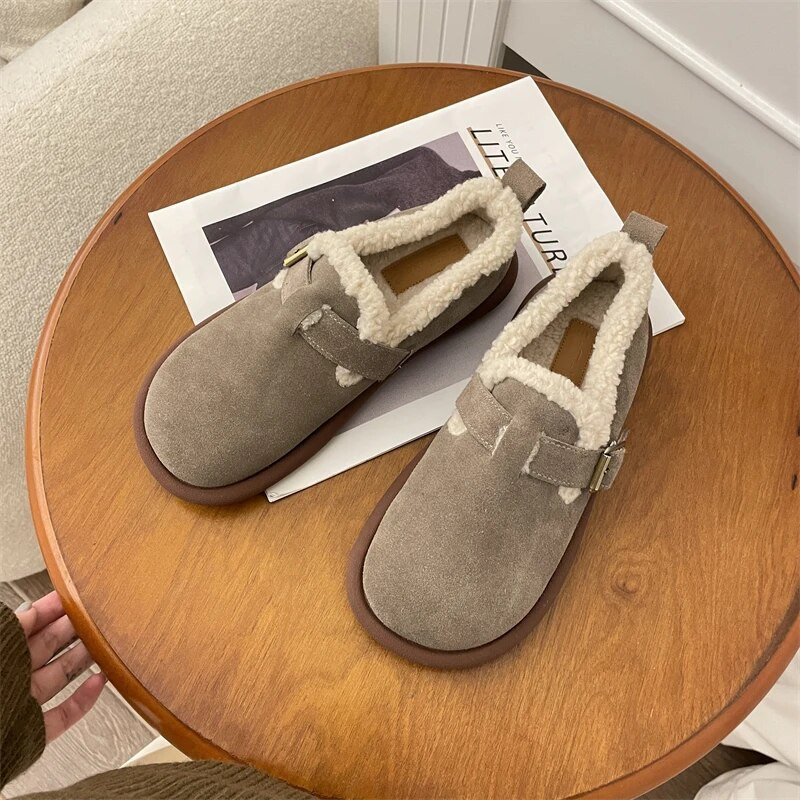 Zimske ravne tople ženske cipele Krznene čizme za snijeg Ležerna haljina Kopča Plišane natikače Buty Robocze 2022. Pamučne čizme za spavaću sobu