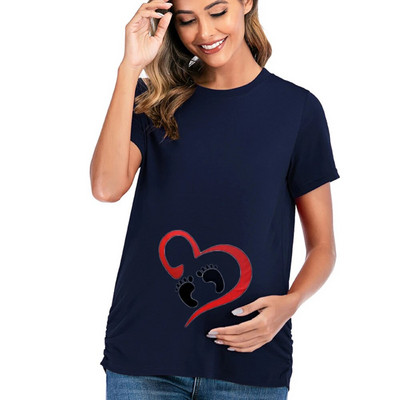 Ženska odjeća za trudnice Majice za dojenje Majice kratkih rukava za trudnice Majice za trudnice Ljetna košulja u crnoj boji