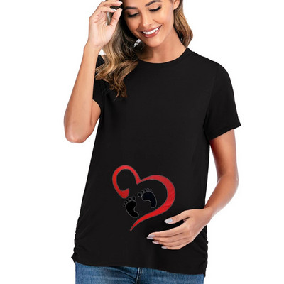 Ženska odjeća za trudnice Majice za dojenje Majice kratkih rukava za trudnice Majice za trudnice Ljetna košulja u crnoj boji