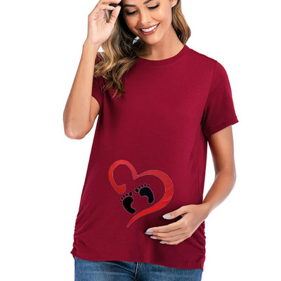 Ženska odjeća za trudnice Majice za dojenje Majice kratkih rukava za trudnice Majice za trudnice Ljetna košulja u crnoj boji