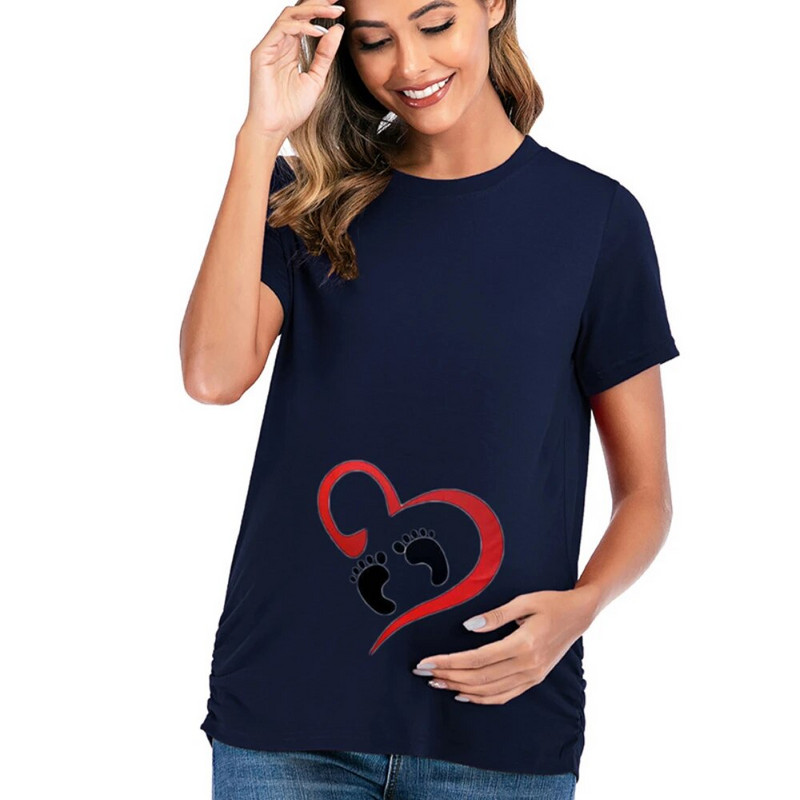 Ženska odjeća za trudnice Majice za dojenje Majice kratkih rukava za trudnice Majice za trudnice Ljetna košulja u crnoj boji