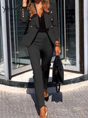 Elegáns, tömör női öltöny 2023 tavaszi divatos irodai női vékony gombos, hosszú ujjú blézer, női elegáns alkalmi női öltöny