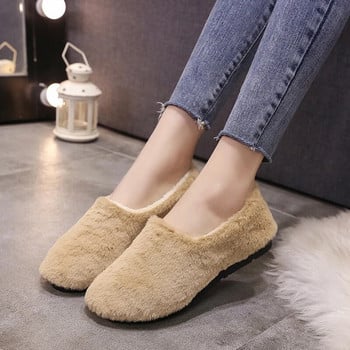 Γυναικεία φλατ Χειμερινά Λούτρινα Loafers Faux Fur Slip on Flat παπούτσια Γυναικεία αδιάβροχη παντόφλα εσωτερικού χώρου οικιακή ζεστά γυναικεία παπούτσια 7828