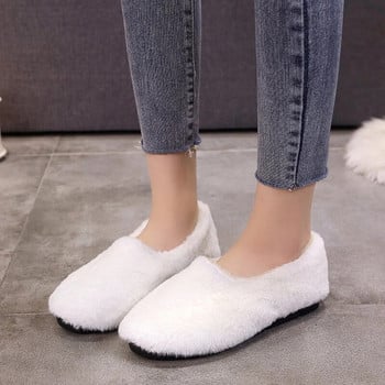 Γυναικεία φλατ Χειμερινά Λούτρινα Loafers Faux Fur Slip on Flat παπούτσια Γυναικεία αδιάβροχη παντόφλα εσωτερικού χώρου οικιακή ζεστά γυναικεία παπούτσια 7828