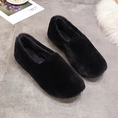 Zimske ženske ravne cipele Plišane mokasinke Ravne cipele s umjetnim krznom Ženske kućne vodootporne papuče Tople ženske cipele 7828