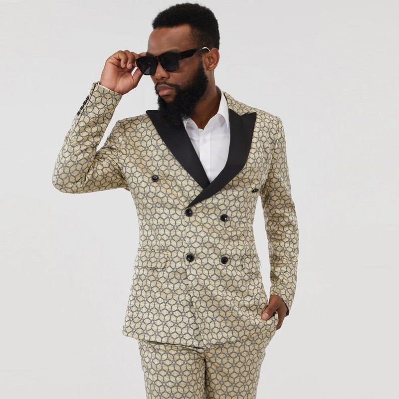 Elegáns férfi öltöny 2 részes divatkabát Boutique üzleti alkalmi öltöny kabát vőlegény esküvői ruha (blézer + nadrág)