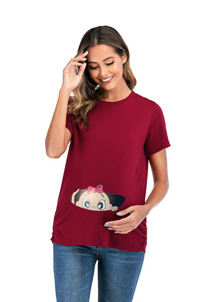 2023. gada pavasaris, vasara Sieviešu 3D T-krekls Grūtnieču Ziemassvētku T-krekli ar garām piedurknēm Jauki, zīdaiņu pakaļa apdruka T krekls grūtniecēm, topi Apģērbi