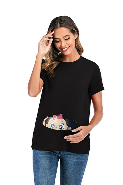 2023. gada pavasaris, vasara Sieviešu 3D T-krekls Grūtnieču Ziemassvētku T-krekli ar garām piedurknēm Jauki, zīdaiņu pakaļa apdruka T krekls grūtniecēm, topi Apģērbi