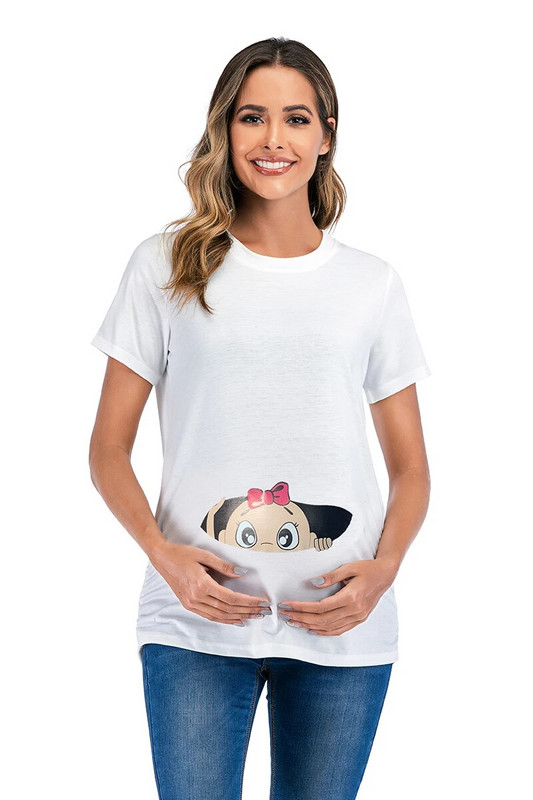 2023. gada pavasaris, vasara Sieviešu 3D T-krekls Grūtnieču Ziemassvētku T-krekli ar garām piedurknēm Jauki, zīdaiņu pakaļa apdruka T krekls grūtniecēm, topi Apģērbi