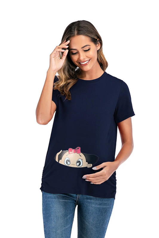 2023. gada pavasaris, vasara Sieviešu 3D T-krekls Grūtnieču Ziemassvētku T-krekli ar garām piedurknēm Jauki, zīdaiņu pakaļa apdruka T krekls grūtniecēm, topi Apģērbi