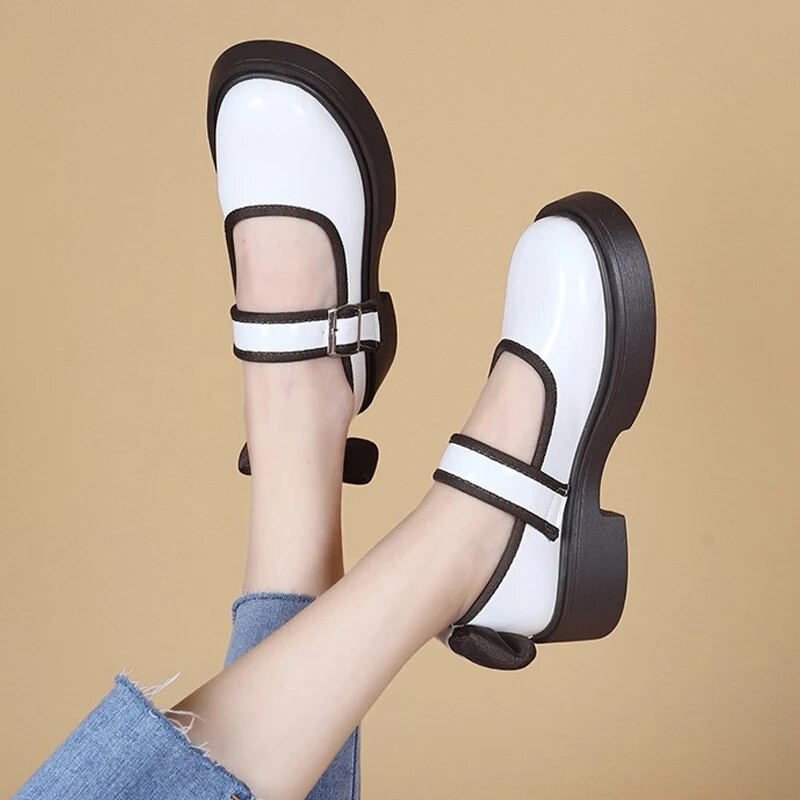Ženske ravne cipele s mašnom Mary Janes Proljeće 2023. Potpuno nove retro cipele s platformom Lolita cipele Sport Ležerne PU kožne Oxford Mujer Zapatos