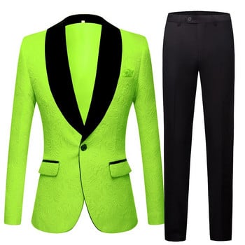 Ανδρικά κοστούμια Smoking Tuxedo Μπουφάν 2 τεμαχίων Groom Terno Suits for Men Plus Size Yellow Pink Blue Suits (παλτό+παντελόνι)