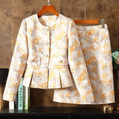 Sieviešu kostīmi Plāni vasaras O veida kakla žakarda pinumi Bleizeru svārki 2 gabalu komplekts Sieviešu svārku kostīmi Sieviešu komplektu kostīmi 230306