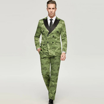 Най-новият дизайн на мъжкото сако, панталон с двубортни ревери, мъжки костюми Terno Masculino Смокинг за младоженеца Сватба на бала