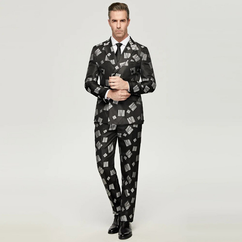 Elegantno muško odijelo za vjenčanje, smoking s dvostrukim kopčanjem, crna jakna s pajslijem, komplet hlača na preklop od 2 komada, večernje turističko odijelo za fotografije