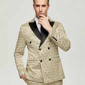 Muška odijela s dvorednim kopčanjem Jacquard visokokvalitetno savršeno odijelo Novi dizajn Vjenčana odijela 2022. Muško odijelo Blazer 2KOM