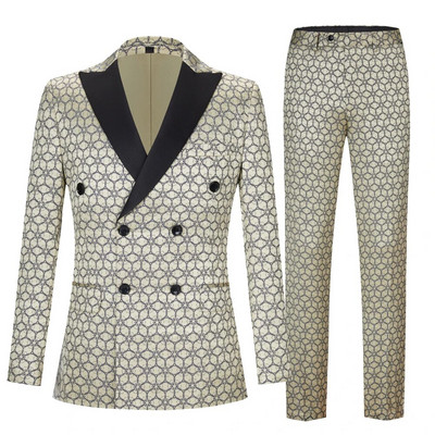 Muška odijela s dvorednim kopčanjem Jacquard visokokvalitetno savršeno odijelo Novi dizajn Vjenčana odijela 2022. Muško odijelo Blazer 2KOM