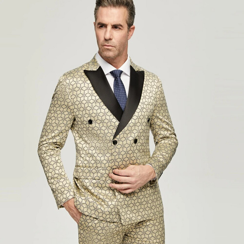 Muška odijela s dvorednim kopčanjem Jacquard visokokvalitetno savršeno odijelo Novi dizajn Vjenčana odijela 2022. Muško odijelo Blazer 2KOM