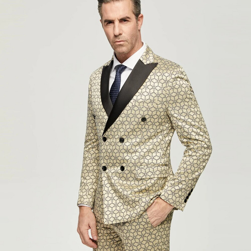 Muška odijela s dvorednim kopčanjem Jacquard visokokvalitetno savršeno odijelo Novi dizajn Vjenčana odijela 2022. Muško odijelo Blazer 2KOM