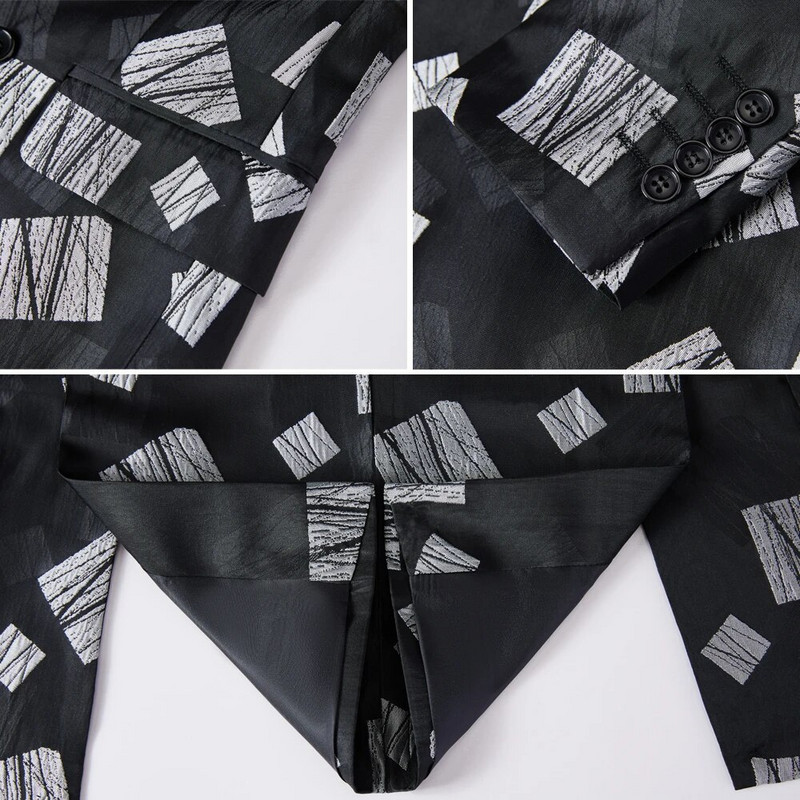 Férfi fekete duplasoros öltöny Divattervező esküvői öltöny Slim Fit báli vőlegény szmoking vőlegény legjobb férfi blézer nadrág