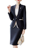 2023. Elegantno formalno odijelo sa suknjom Ženski ženski dvodijelni sako s dugim rukavima u boji crne marelice