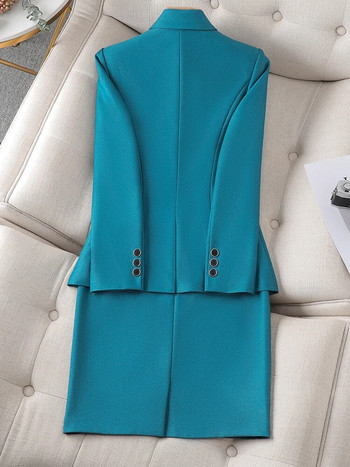 Κομψό γυναικείο κοστούμι γυναικείας φούστας Πράσινο Μαύρο Μωβ Μπλε Επαγγελματική Συνέντευξη Εργασίας Επίσημο μπλέιζερ σετ δύο τεμαχίων