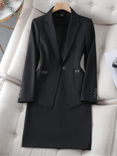 Elegantno žensko odijelo sa suknjom Žensko zeleno crno ljubičasto plavo poslovno odijelo za intervju Formalni sako dvodijelni komplet