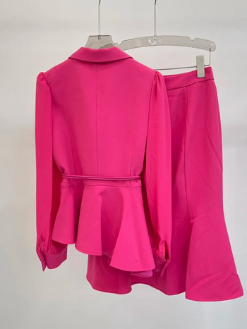 ZJYT Κομψό Γυναικείο Φόρεμα Γραφείου Γραφείου Σετ Two Piece για Γυναικεία Στολή 2023 Φθινοπωρινό Blazer Φούστα Conjuntos De Falda Vestidos