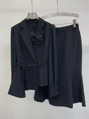 ZJYT Κομψό Γυναικείο Φόρεμα Γραφείου Γραφείου Σετ Two Piece για Γυναικεία Στολή 2023 Φθινοπωρινό Blazer Φούστα Conjuntos De Falda Vestidos