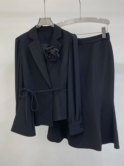 ZJYT eleganti sieviešu biroja ballīšu kleitu komplekti, divi gabali sievietēm, 2023. gada rudens svārku tērps Conjuntos De Falda Vestidos