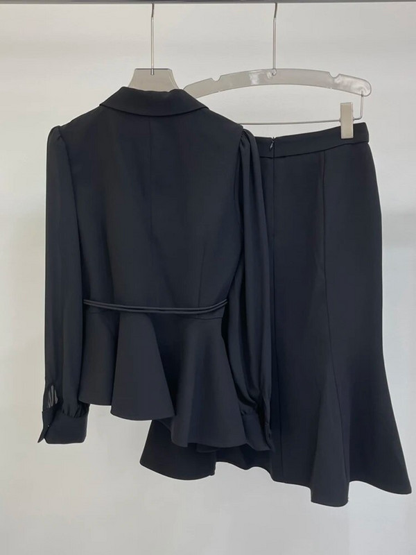 ZJYT eleganti sieviešu biroja ballīšu kleitu komplekti, divi gabali sievietēm, 2023. gada rudens svārku tērps Conjuntos De Falda Vestidos