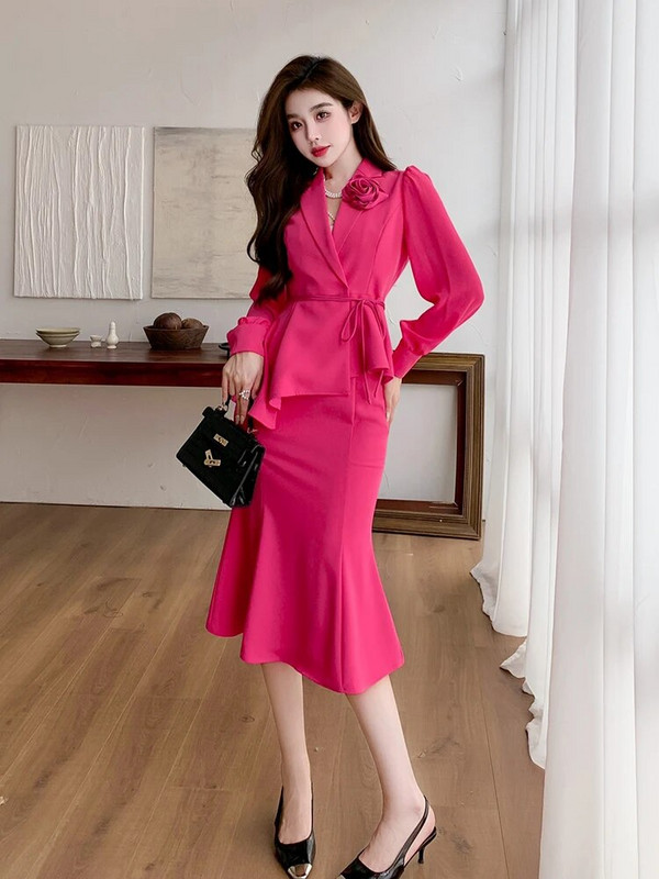 ZJYT eleganti sieviešu biroja ballīšu kleitu komplekti, divi gabali sievietēm, 2023. gada rudens svārku tērps Conjuntos De Falda Vestidos