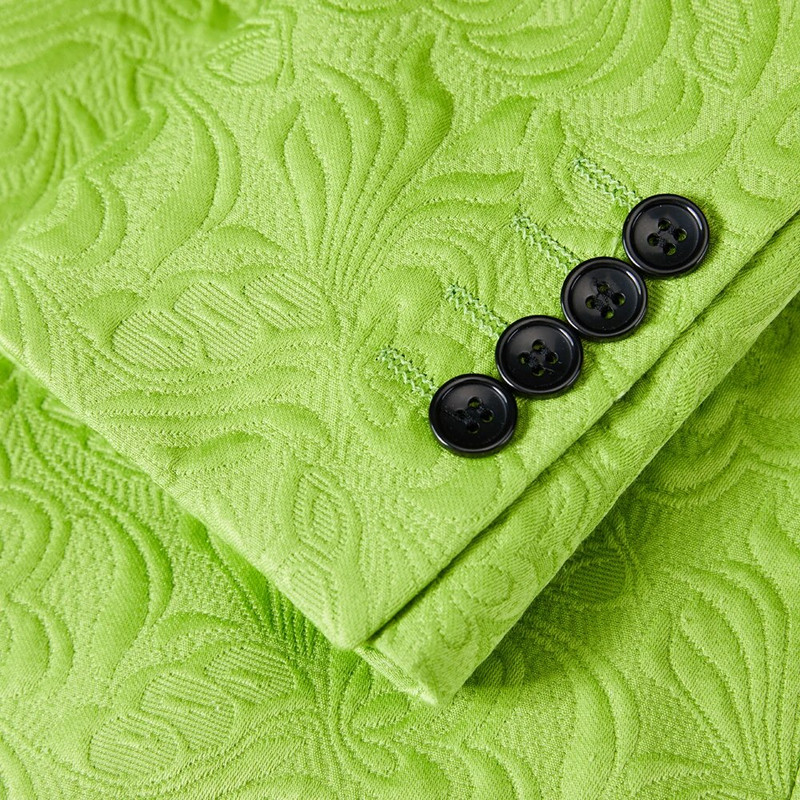 Muškarci travnato zeleni jacquard crni blejzeri na revere sako hlače ležerno poslovno odijelo s dvostrukim kopčanjem za vjenčanje, svečana haljina, 2 kom.