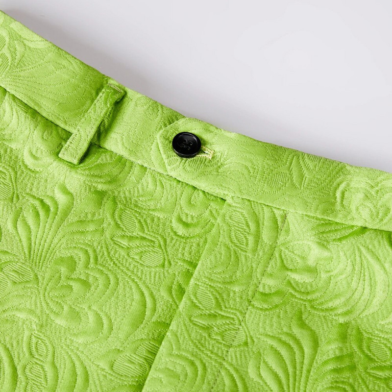 Muškarci travnato zeleni jacquard crni blejzeri na revere sako hlače ležerno poslovno odijelo s dvostrukim kopčanjem za vjenčanje, svečana haljina, 2 kom.