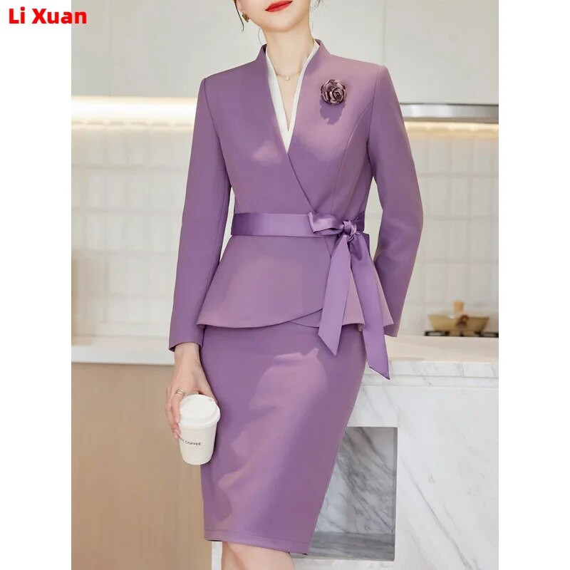 Kvalitetni jesenski svečani kompleti sakoa, korejski ženski uredski ženski radni sako, dvodijelni komplet suknji, novo zima 2023.
