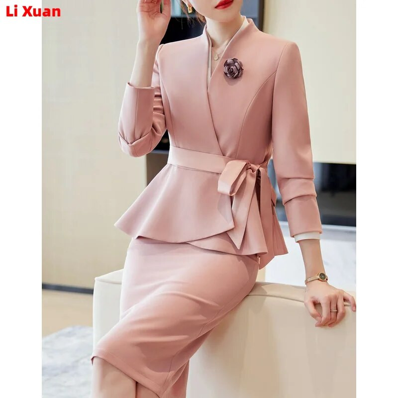 Kvalitetni jesenski svečani kompleti sakoa, korejski ženski uredski ženski radni sako, dvodijelni komplet suknji, novo zima 2023.