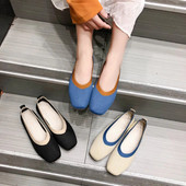 Ženske cipele Pletene cipele s četvrtastim prstima Raznobojne ravne cipele Proljeće ljeto Udobne cipele za slobodno vrijeme Ženske cipele za bosonoge Zapatos Mujer