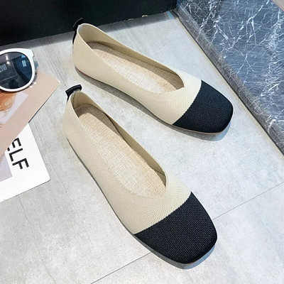 Ženske cipele Pletene cipele s četvrtastim prstima Raznobojne ravne cipele Proljeće ljeto Udobne cipele za slobodno vrijeme Ženske cipele za bosonoge Zapatos Mujer