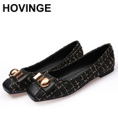 HOVING Ravne cipele s četvrtastim prstima Ženske natikače Udobne baletne ženske cipele s ravnim prstima Cipele s metalnim gumbima Veličina 35-43 Zapatillas